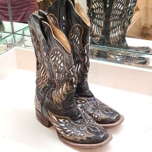 Coral cowboy boots